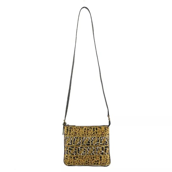 Auth FENDI Zucca Leopard Crossbody Shoulder Bag Brown/Black Canvas - Picture 1 of 16